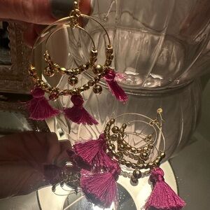 Lilly Pulitzer 🩷💛 Gold Tassel Hoop Earrings